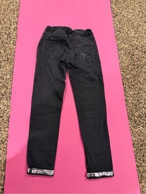 Black Women's High-Rise Slim Jeans with Sequin Cuff